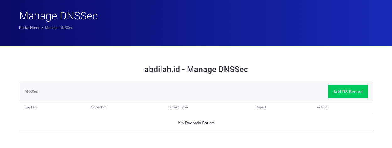DNSSec configuration on my domain registrar