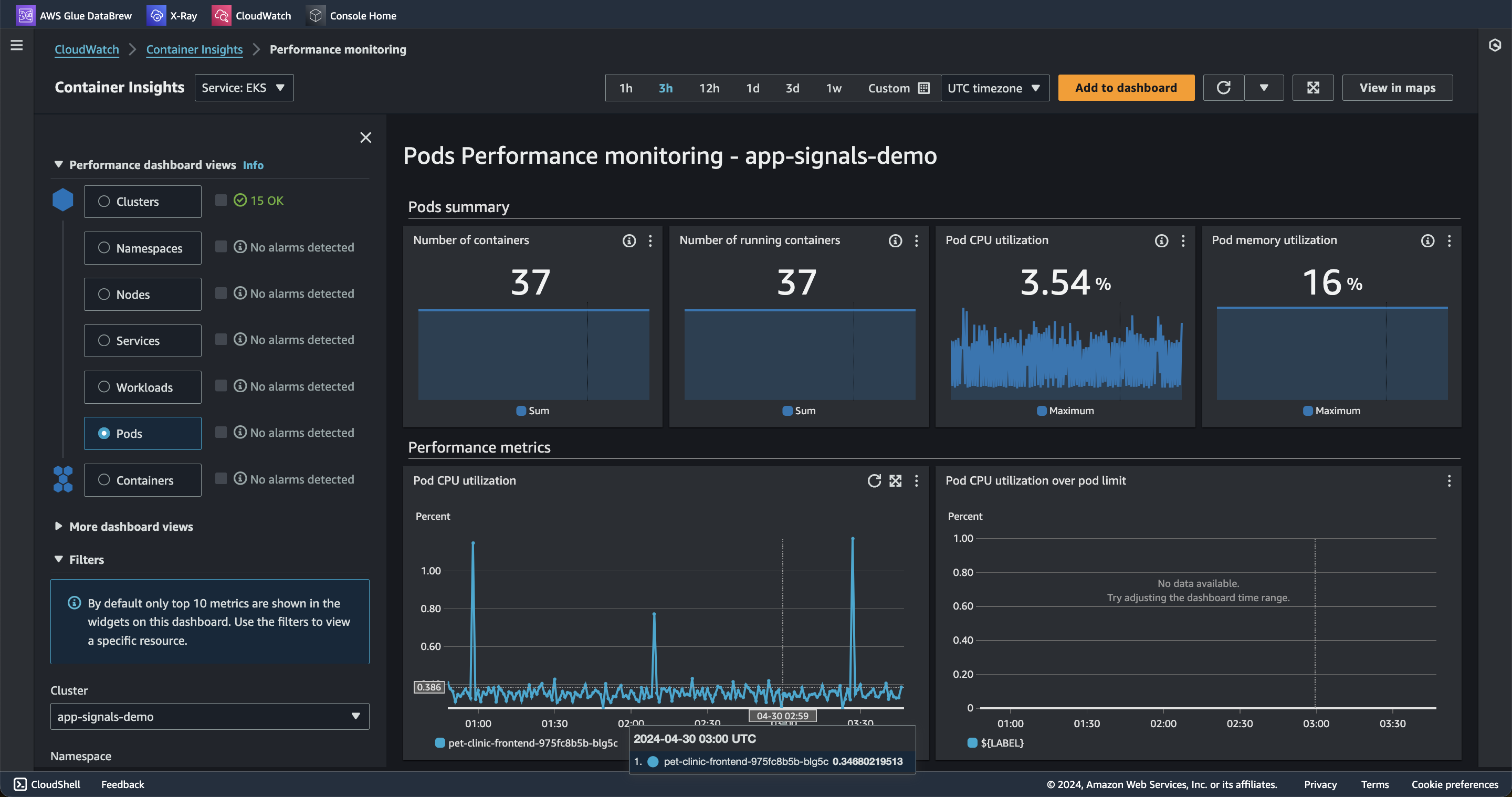 View infrastructure performance metrics in Container Insights