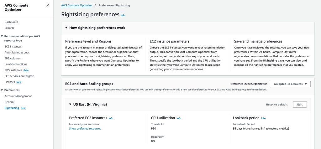 AWS Compute Optimizer introduces customizable rightsizing recommendations for EC2 Instances