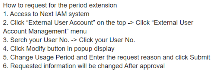 Instruction guide to request period extension 