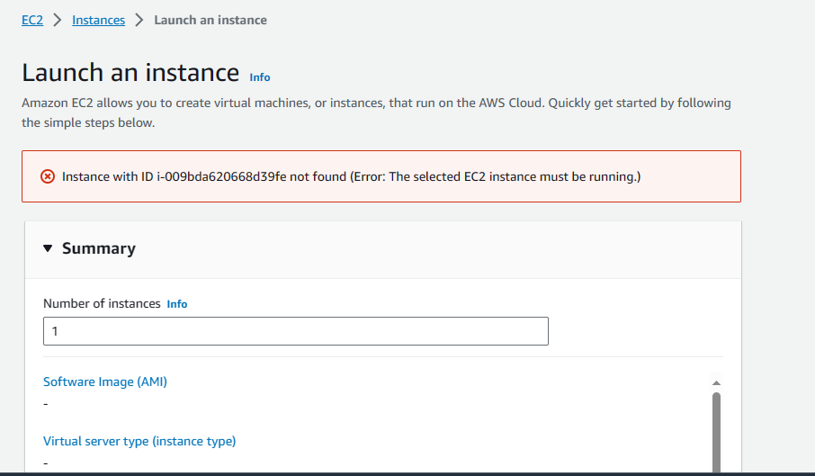 Ec2 instance page displayed