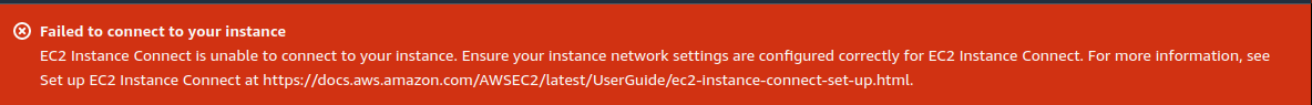 Failed to connect to your instance