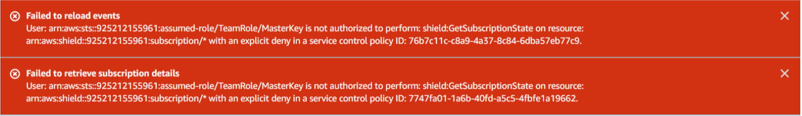 Not able to access AWS Shield Advance