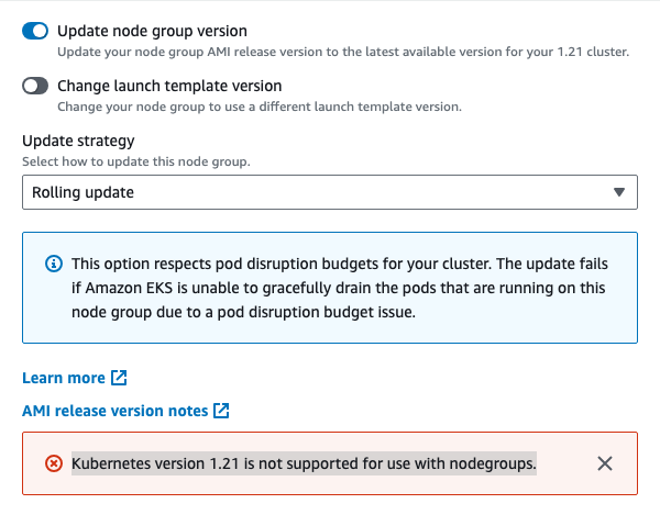 nodegroup not supported