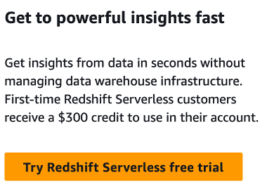 Try Redshift Serverless free trial