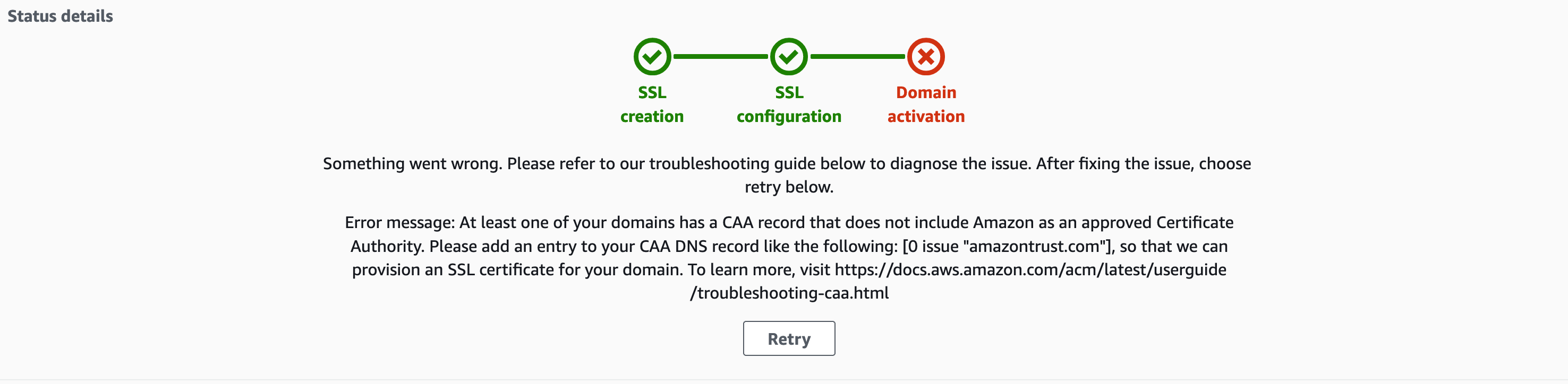 Domain Management CAA Error