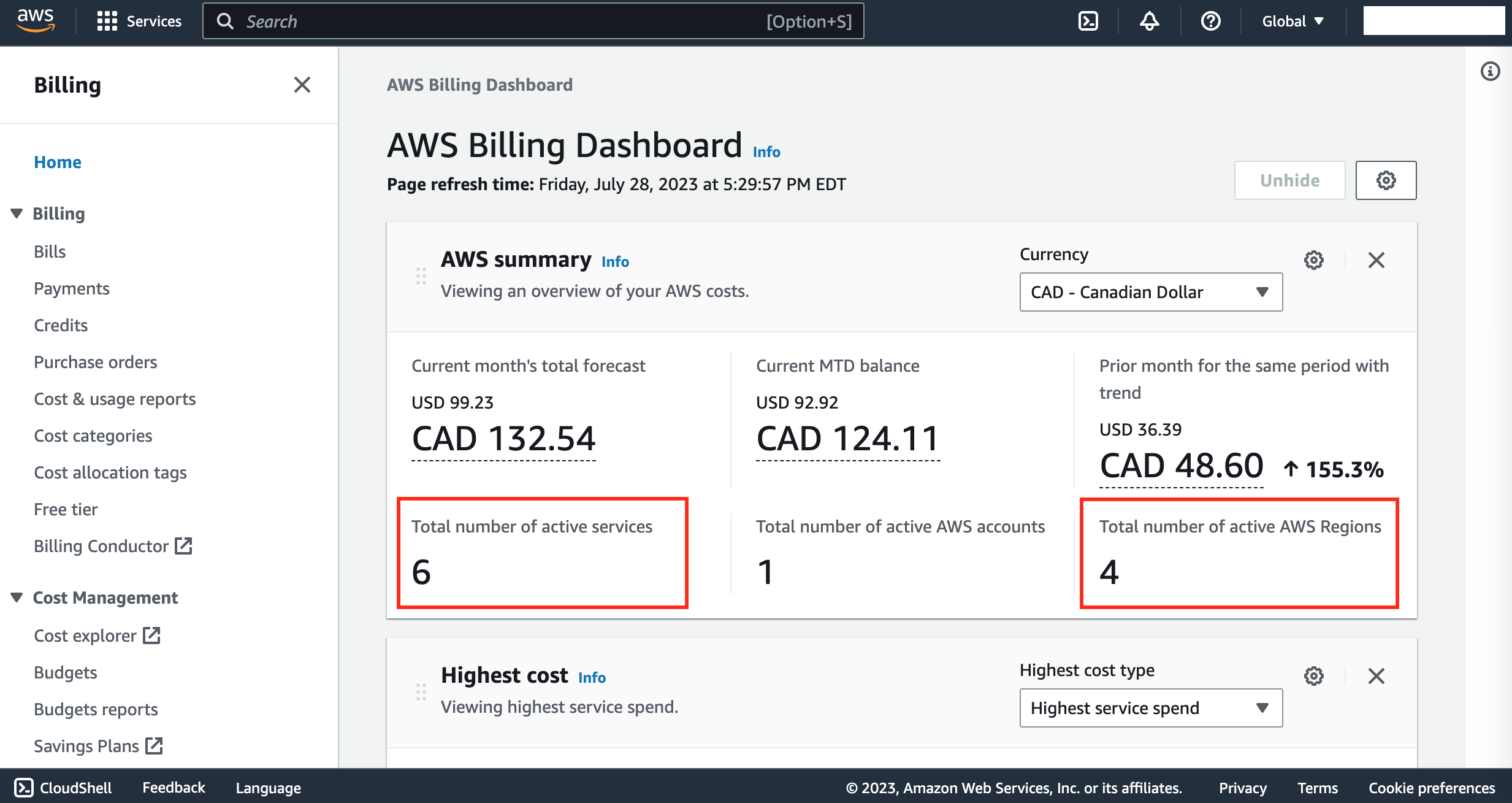 AWS Service Costs